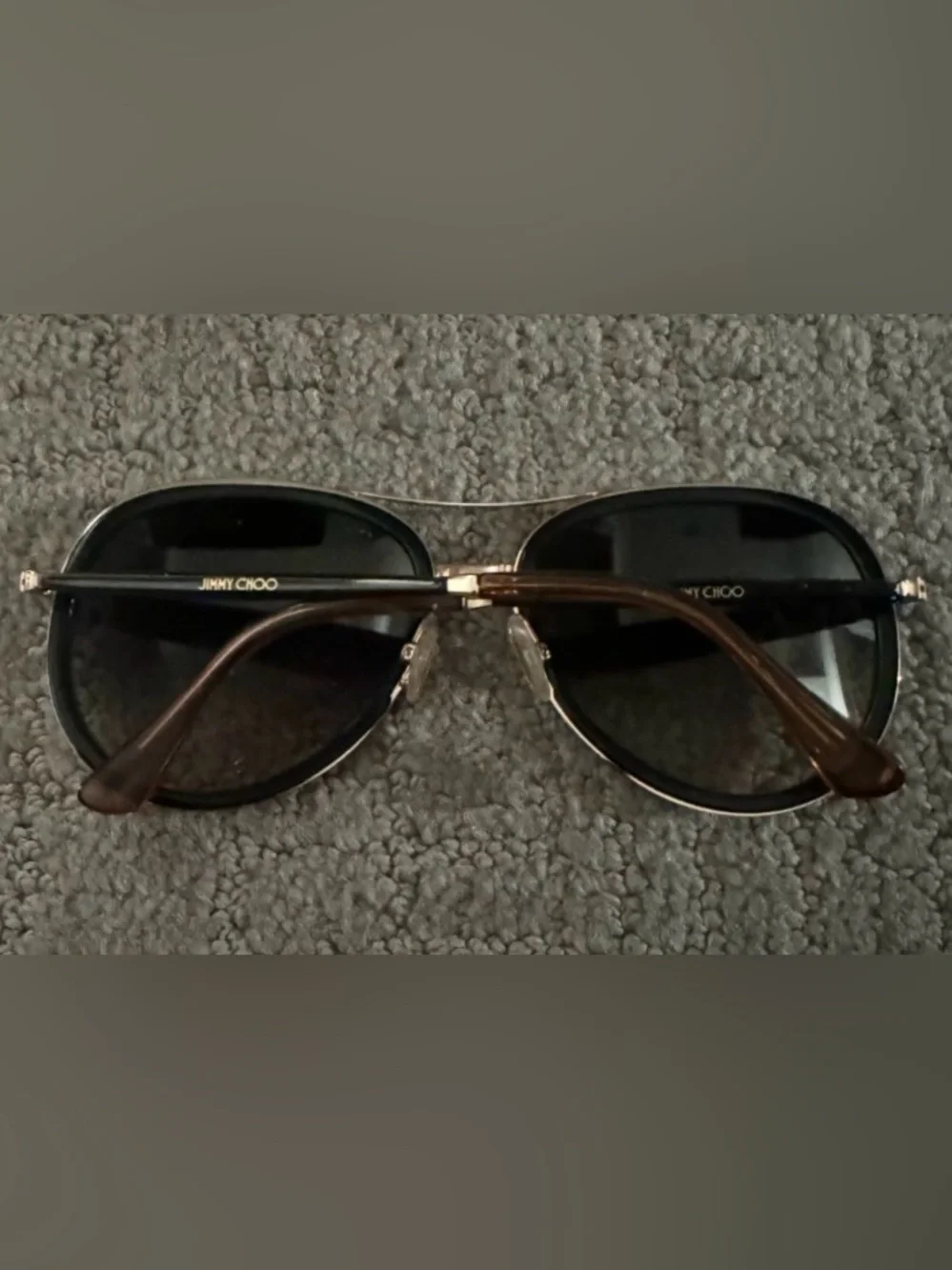 Jimmy Choo Black & Gold Tora/S Aviator Sunglasses